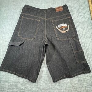 Fubu Platinum Edition Muhammad Ali Baggy Black Denim Jean Shorts‎ Men's 40x14